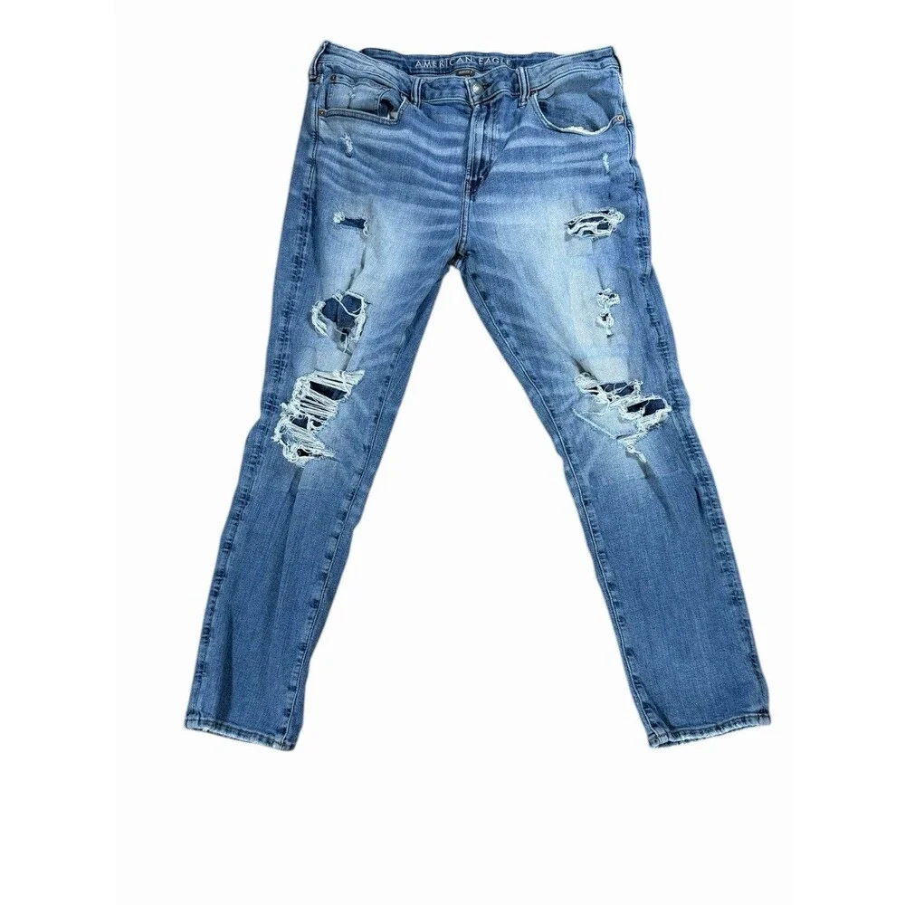 American Eagle Outfitters Airflex+ Straight Men's Jeans Blue Denim, 38 x 32